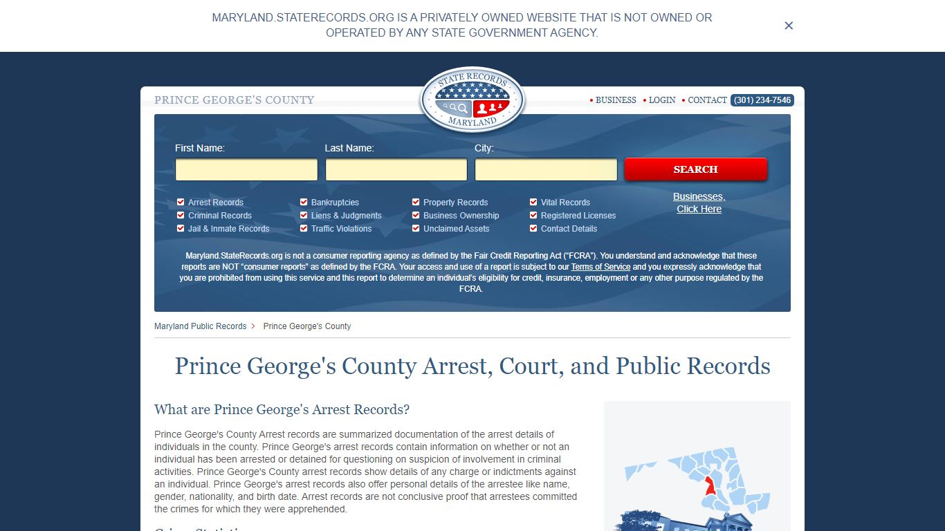 Prince George's County Arrest, Court, and Public Records